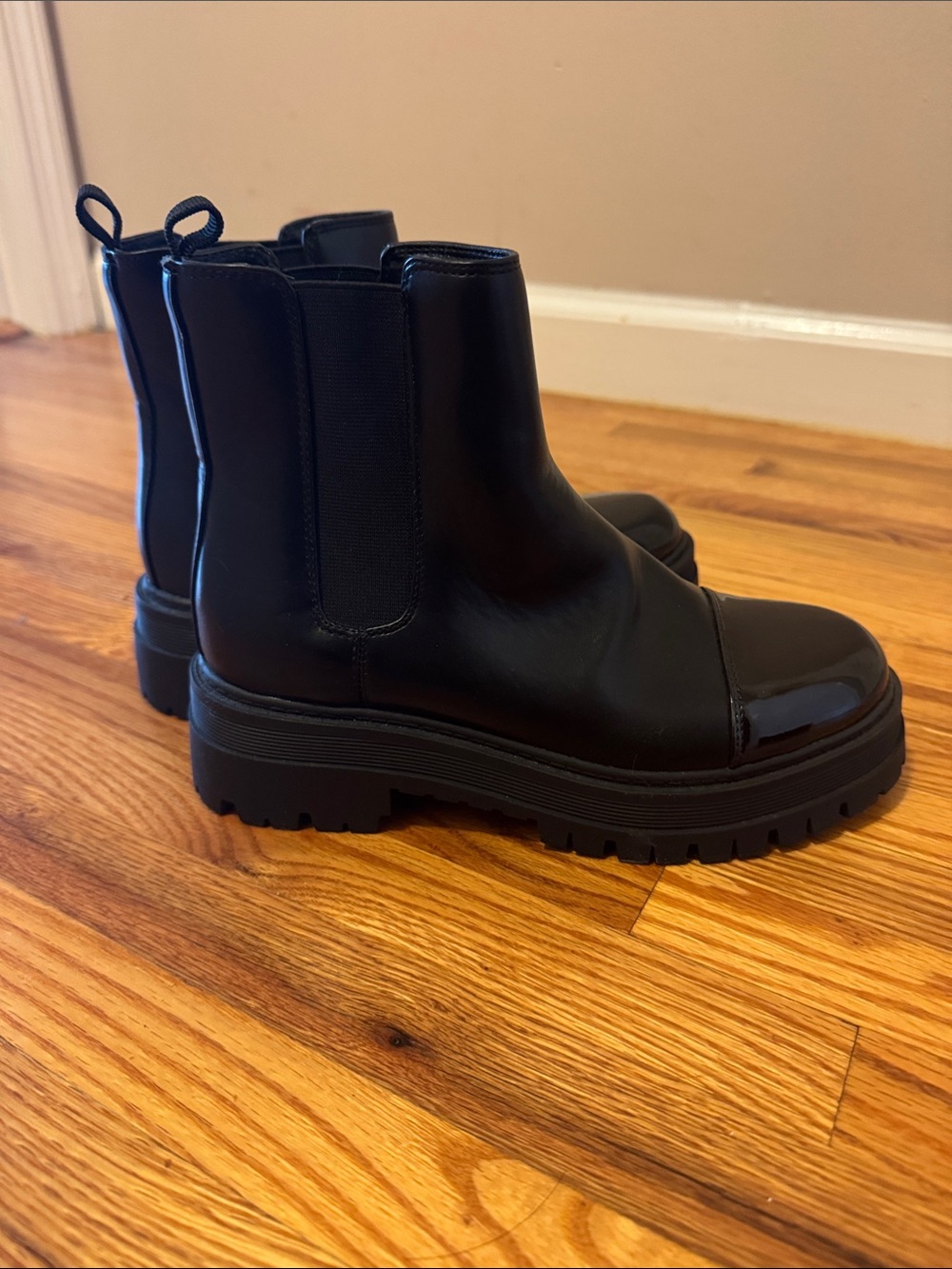 Marc Fisher Black Leather Chelsea Combat Boots